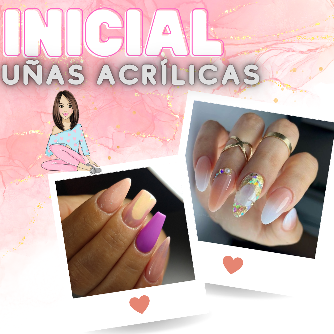Inicial de uñas esculpidas acrílicas con molde